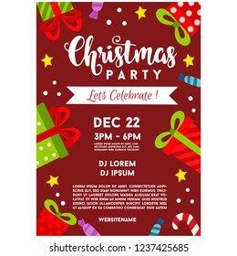 gift wrapped boxes Christmas party poster template.