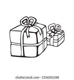 gift (gift wrapping) doodle style on a white background , vector 