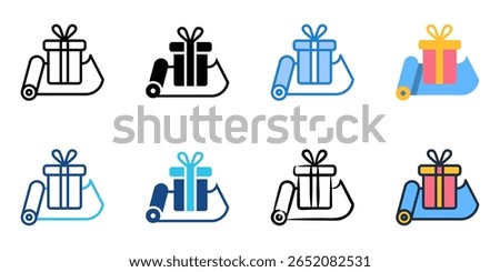 Gift wrapping icon set multiple style collection 
