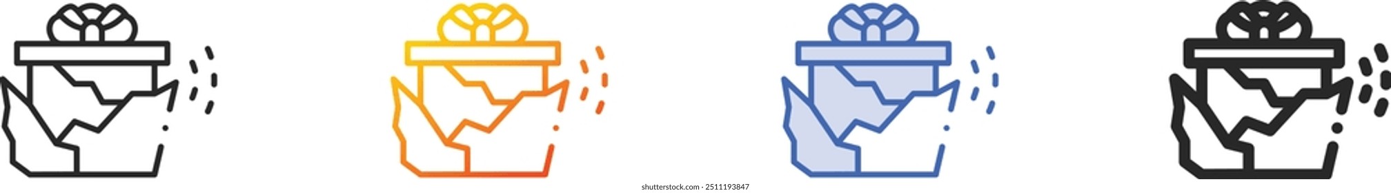 gift wrapping icon.Thin Linear, Gradient, Blue Stroke and bold Style Design Isolated On White Background