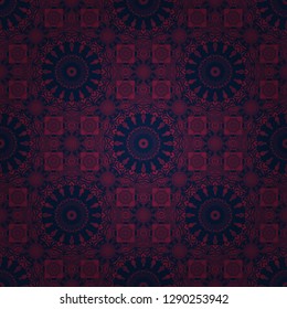 Gift wrapping paper. Bed sheets and interior. Seamless abstract vector geometric pattern. Symmetrical layout. Colorful ethnic patterned background in red, gray and black colors.