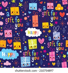 gift wrapping paper cartoon seamless pattern