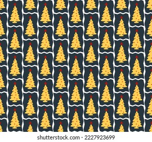 Gift wrapping paper with Christmas trees, seamless vector