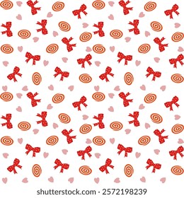 Gift wrapping paper, fabric pattern, Valentine's Day, heart, bow