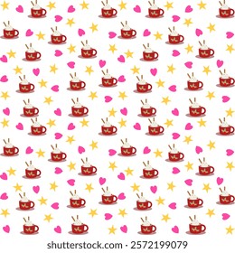 Gift wrapping paper, fabric pattern, Valentine's Day, heart, star, glass