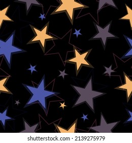 Gift wrapping paper. Fashion fabric print. stars seamless pattern full color on black background vector eps10 editable.
