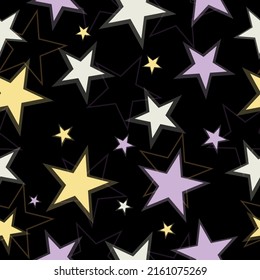 Gift wrapping paper. Fashion fabric print. bright starts, seamless vector background.