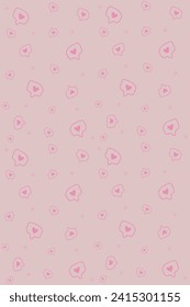 gift wrapping paper hand drawn heart pattern pink background.