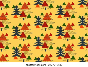 Gift wrapping paper with new year fir trees, seamless vector