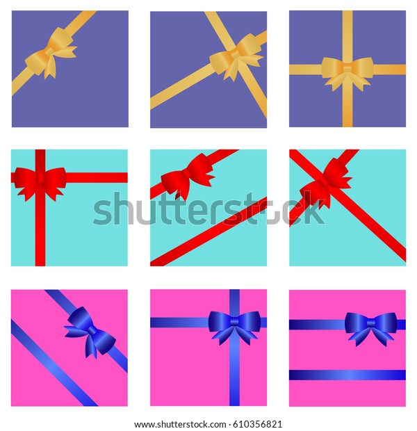 Gift Wrapping Ribbons Bows Flat Design Stock Vector (Royalty Free