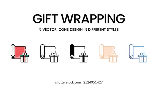 Conjunto de iconos vectoriales de envoltura de regalo listos para usar App casados y móviles.