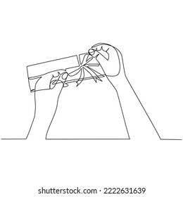 Gift wrapping vector illustration drawn in line art style
