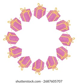 Plantilla de la corona del regalo, presente corona, marco del círculo de la caja de regalo, borde redondo