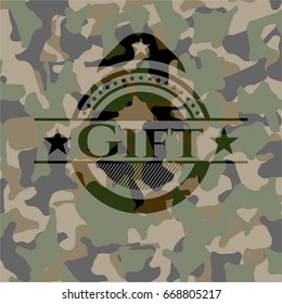 Gift written on a camouflage texture