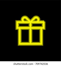 Gift yellow glowing neon ui ux icon. Glowing sign logo vector