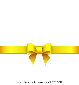 Gift yellow ribbon bow isolated on white