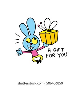 a gift for you bunny character with present