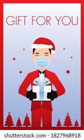 Gift for You Card with Red Smart Masked Santa