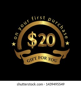Gift for you stock label, golden label. EPS file available.