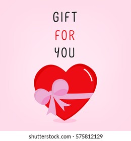  GIFT FOR YOU. vector illustration with pink background for valentine's day greeting card