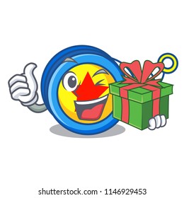 With gift yoyo mascot cartoon style