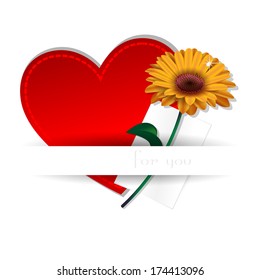 gift-a red heart and gerbera