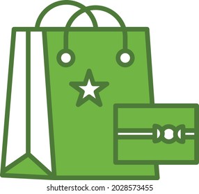 Giftbag Linear Green Filled Vector Icon Design