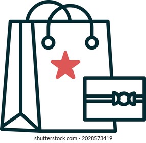 Giftbag Linear Two Color Vector Icon Design