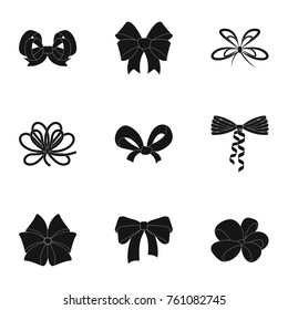 Giftbows, node, ornamentals, and other web icon in black style.Bow, ribbon, decoration, icons in set collection.