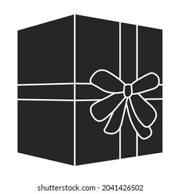 Giftbox black vector of icon.Isolated illustration black of box gift on white background.Vector icon of giftbox for present .
