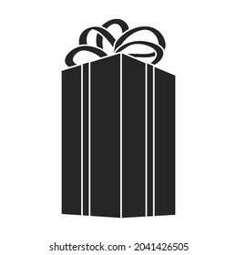 Giftbox black vector of icon.Isolated illustration black of box gift on white background.Vector icon of giftbox for present .
