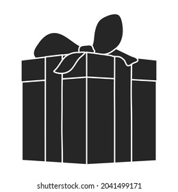 Giftbox black vector of icon.Isolated illustration black of box gift on white background.Vector icon of giftbox for present .