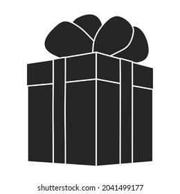 Giftbox black vector of icon.Isolated illustration black of box gift on white background.Vector icon of giftbox for present .