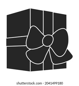Giftbox black vector of icon.Isolated illustration black of box gift on white background.Vector icon of giftbox for present .
