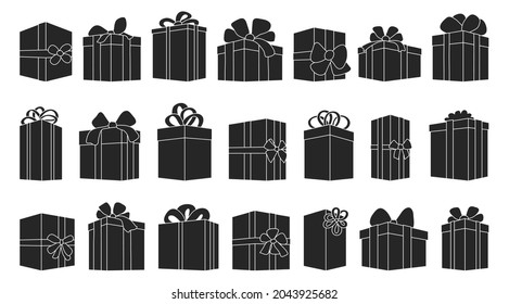 Giftbox vectorial negro ilustración del icono.Isolación de la colección ilustración negro de caja regalo sobre fondo blanco.Vector set icono de giftbox para presente.