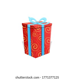 Caja de regalo con cinta azul. Ilustración vectorial. Pasos 10
