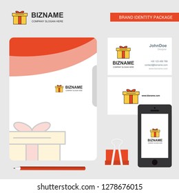 Giftbox  Business Logo, File Cover Visiting Card and Mobile App Design. Vector Illustration