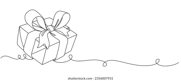 Giftbox christmas line art vector illustration