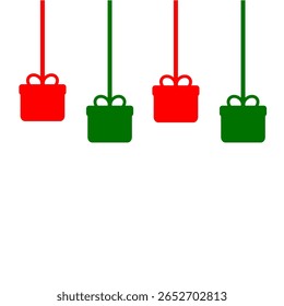 Giftbox clip art or gift box clip art with red green colour header ornament style printable or digital usage