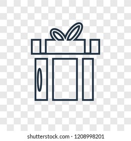 Giftbox concept vector linear icon isolated on transparent background, Giftbox concept transparency concept in outline style