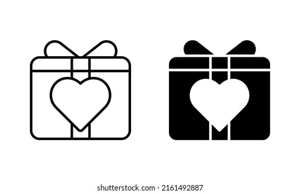 giftbox with heart, gift and present icon vector