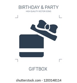 giftbox icon. high quality filled giftbox icon on white background. from birthday party collection flat trendy vector giftbox symbol. use for web and mobile