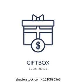 Giftbox icon. Giftbox linear symbol design from Ecommerce collection. Simple outline element vector illustration on white background.