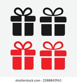 Giftbox Icon Set. Present Box Symbol Collection. Gift Box Icons Pack. Wrapped Gift Icons.