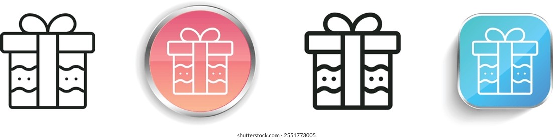 giftbox icon. Thin Linear, Regular and Button Style Design Isolated On White Background