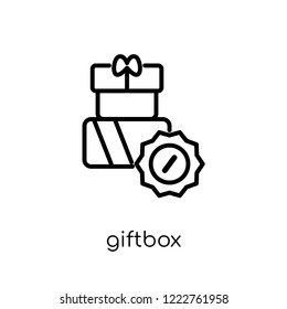giftbox icon. Trendy modern flat linear vector giftbox icon on white background from thin line collection, outline vector illustration