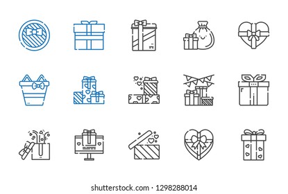giftbox icons set. Collection of giftbox with gift, gifts. Editable and scalable giftbox icons.