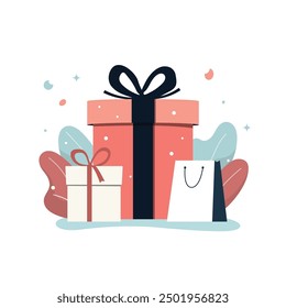 Caja de regalo aislada sobre fondo blanco. Ilustración vectorial
