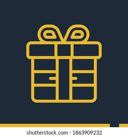 icono de línea giftbox, ilustración del vector de contorno.