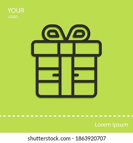 Geschenkbox Linie Symbol, Umriss Vektorgrafik.